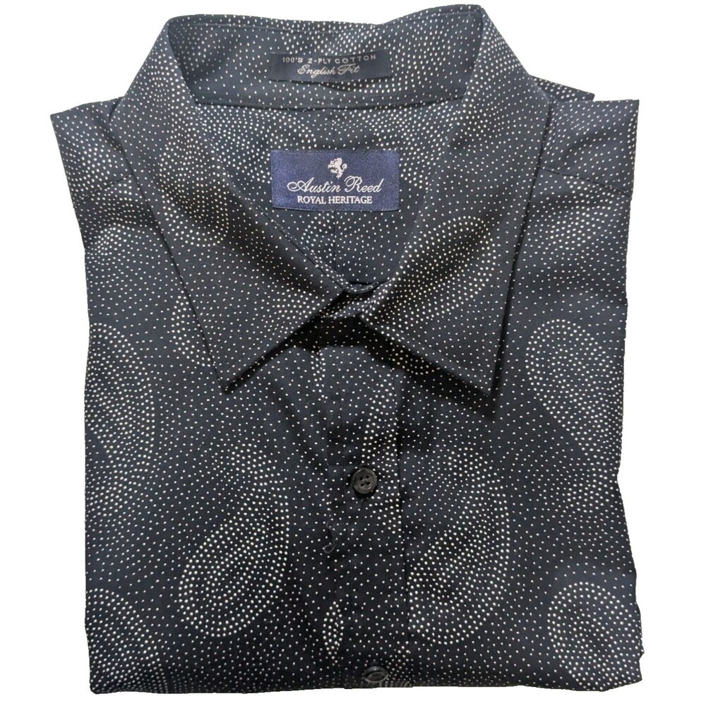 NWT Austin Reed London "Royal Heritage" Men's XXL Dress Shirt Black Paisley